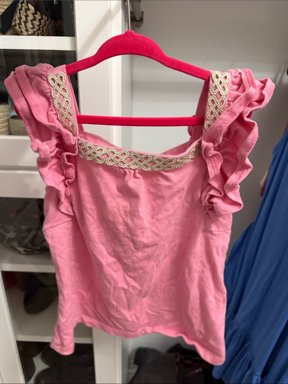 Janie and Jack Pink Ruffle Tank with Braided Trim